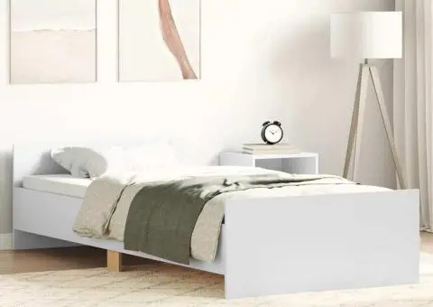 Cadru de pat, alb, 90x190 cm, lemn prelucrat - 1/5