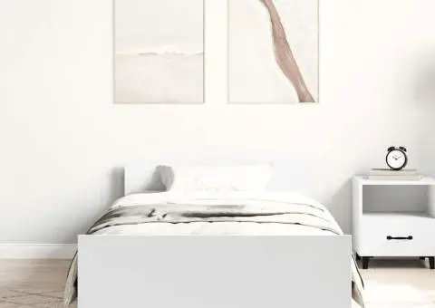 Cadru de pat, alb, 90x190 cm, lemn prelucrat - 3/5