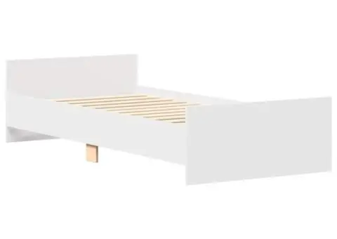 Cadru de pat, alb, 90x190 cm, lemn prelucrat - 4/5