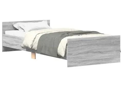 Cadru de pat, gri sonoma, 90x200 cm, lemn prelucrat - 2/5