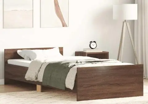 Cadru pat fără saltea stejar maro, 90x190 cm, lemn prelucrat - 1/5