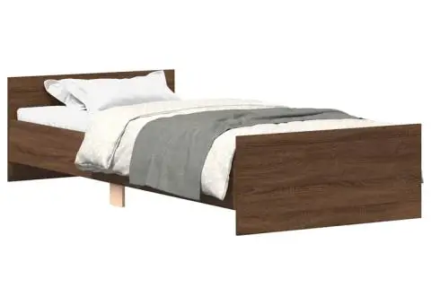 Cadru pat fără saltea stejar maro, 90x190 cm, lemn prelucrat - 2/5