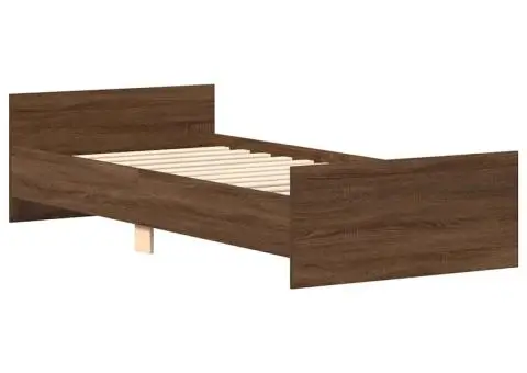 Cadru pat fără saltea stejar maro, 90x190 cm, lemn prelucrat - 4/5