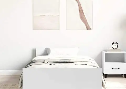 Cadru de pat, alb, 100x200 cm, lemn prelucrat - 3/5