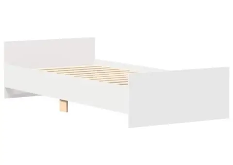 Cadru de pat, alb, 100x200 cm, lemn prelucrat - 4/5