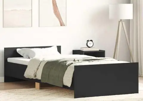 Cadru de pat, negru, 90x200 cm, lemn prelucrat - 1/5