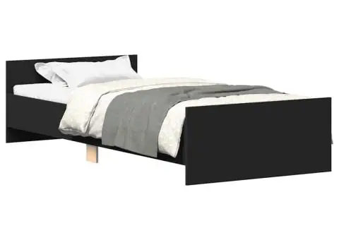 Cadru de pat, negru, 90x200 cm, lemn prelucrat - 2/5