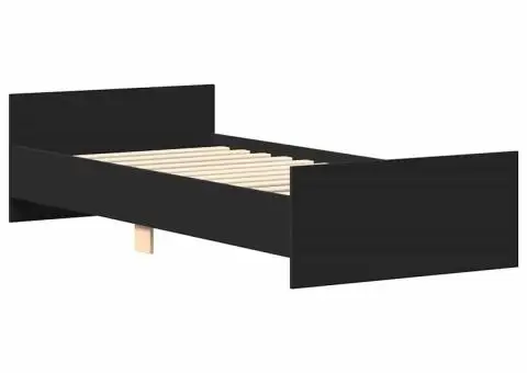 Cadru de pat, negru, 90x200 cm, lemn prelucrat - 4/5