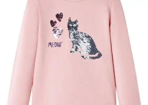 Tricou copii cu mâneci lungi, roz deschis 128 - 1/5