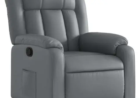 Fotoliu rabatabil, gri, piele ecologică - 2/5