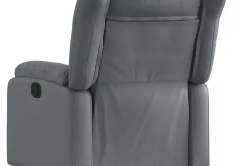 Fotoliu rabatabil, gri, piele ecologică - 3/5