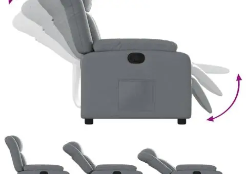 Fotoliu rabatabil, gri, piele ecologică - 4/5