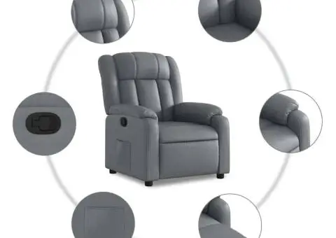 Fotoliu rabatabil, gri, piele ecologică - 5/5