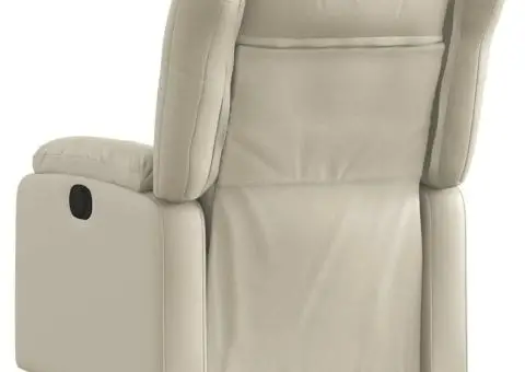 Fotoliu rabatabil, crem, piele ecologică - 3/5