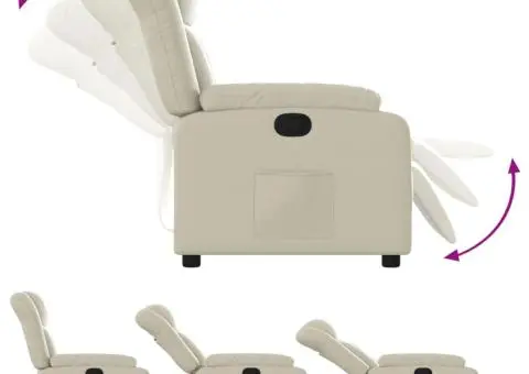 Fotoliu rabatabil, crem, piele ecologică - 4/5