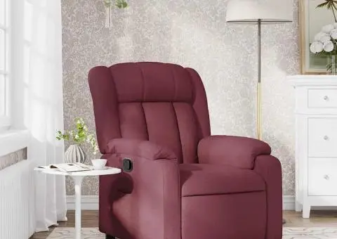 Fotoliu rabatabil, roșu vin, material textil - 1/5