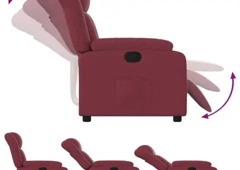 Fotoliu rabatabil, roșu vin, material textil - 4/5