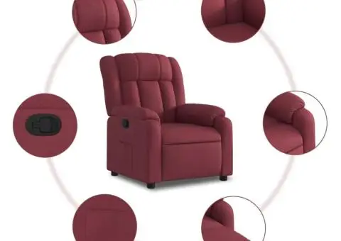 Fotoliu rabatabil, roșu vin, material textil - 5/5