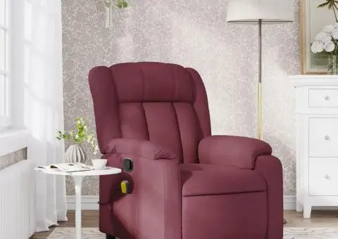 Fotoliu de masaj rabatabil, roșu vin, material textil - 1/5