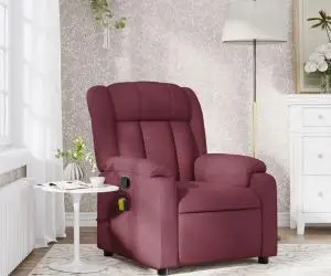 vidaXL Fotoliu de masaj rabatabil, roșu vin, material textil