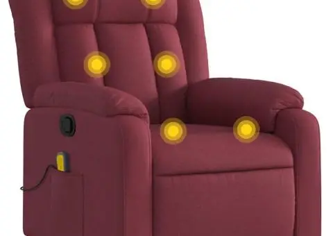 Fotoliu de masaj rabatabil, roșu vin, material textil - 2/5