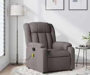 vidaXL Fotoliu de masaj rabatabil, gri taupe, material textil