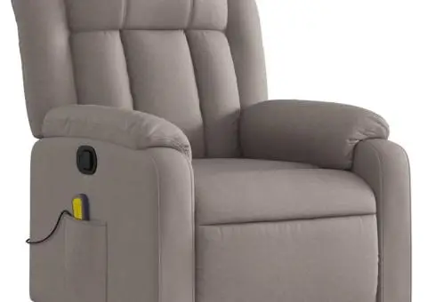 Fotoliu de masaj rabatabil, gri taupe, material textil - 3/5