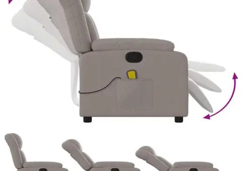 Fotoliu de masaj rabatabil, gri taupe, material textil - 5/5