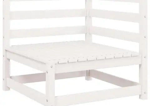 Canapea de grădină cu 2 locuri, cu perne, alb, lemn masiv pin - 3/5