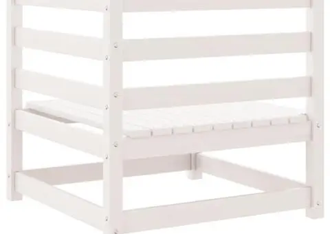 Canapea de grădină cu 2 locuri, cu perne, alb, lemn masiv pin - 4/5