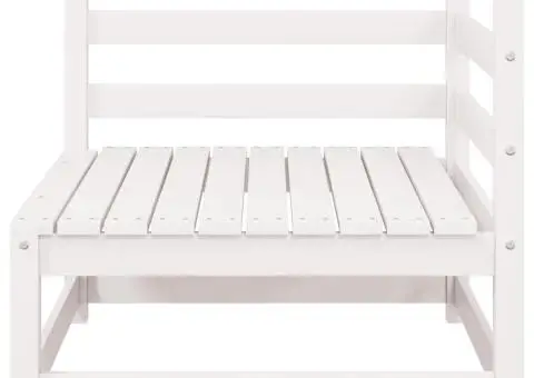 Set mobilier de grădină cu perne, 2 piese, alb, lemn masiv pin - 3/5