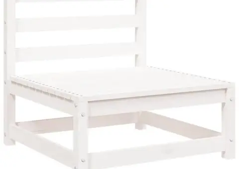 Set mobilier de grădină cu perne, 2 piese, alb, lemn masiv pin - 4/5