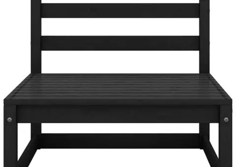 Set mobilier de grădină cu perne, 2 piese, negru, lemn de pin - 3/5