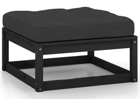 Set mobilier de grădină cu perne, 2 piese, negru, lemn de pin - 4/5