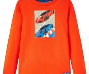 Tricou copii mâneci lungi, portocaliu aprins 104