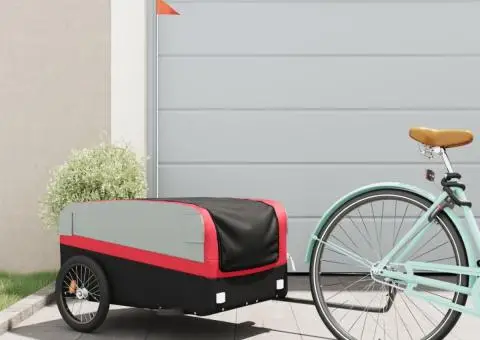 Remorcă pentru biciclete, negru și roșu, 45 kg, fier - 1/5