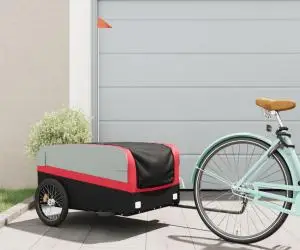 vidaXL Remorcă pentru biciclete, negru și roșu, 45 kg, fier
