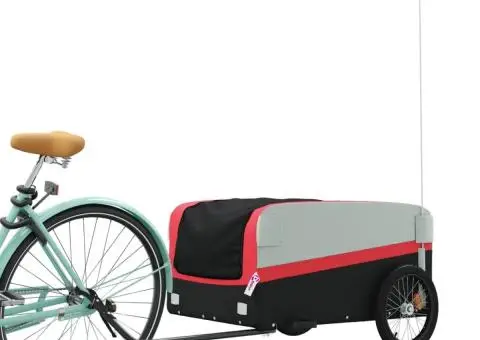 Remorcă pentru biciclete, negru și roșu, 45 kg, fier - 3/5