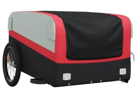Remorcă pentru biciclete, negru și roșu, 45 kg, fier - 4/5
