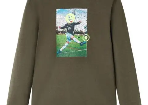 Tricou pentru copii cu mâneci lungi, kaki, 116 - 1/5