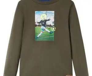 Tricou pentru copii cu mâneci lungi, kaki, 116
