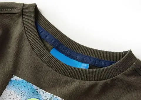 Tricou pentru copii cu mâneci lungi, kaki, 116 - 3/5