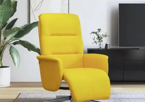 Fotoliu rabatabil cu suport de picioare, galben deschis, textil - 1/5