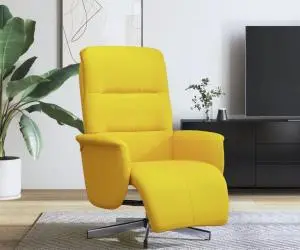 vidaXL Fotoliu rabatabil cu suport de picioare, galben deschis, textil