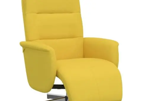 Fotoliu rabatabil cu suport de picioare, galben deschis, textil - 2/5