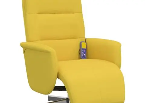 Fotoliu masaj rabatabil, suport picioare, galben deschis textil - 2/5