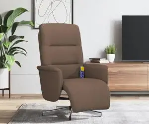 vidaXL Fotoliu de masaj rabatabil cu suport de picioare, maro, textil