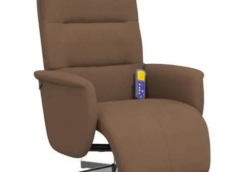 Fotoliu de masaj rabatabil cu suport de picioare, maro, textil - 2/5