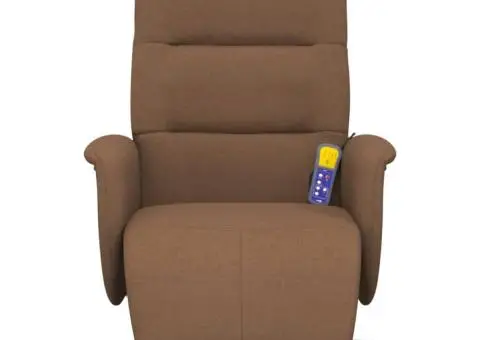 Fotoliu de masaj rabatabil cu suport de picioare, maro, textil - 3/5