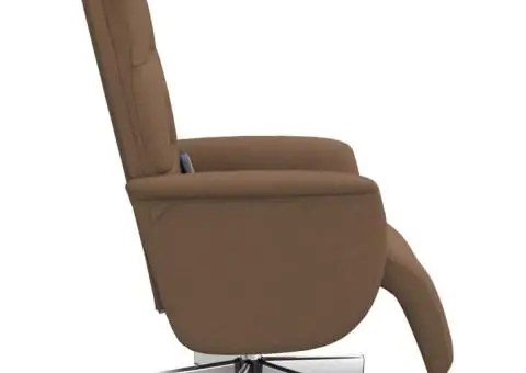 Fotoliu de masaj rabatabil cu suport de picioare, maro, textil - 4/5